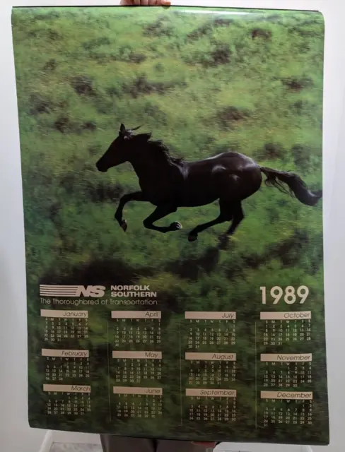 Vintage 1989 NS Norfolk Southern Railroad Train Railway Year Calendar 24" x 36"