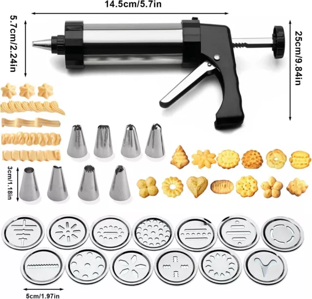 22pc Biscuit Maker Shaper Decorating Set Cookie Press Pump Machine Cake Cutter！