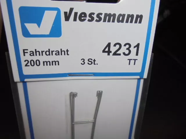 Viessmann 4231 Scala Tt,Filo di Contatto 200 MM,3 Pezzo # Nuovo IN Conf. Orig. #