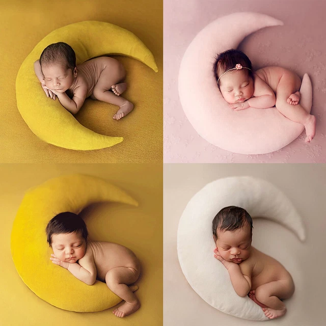 Almohadas en forma de luna recuerdos lindas con estrellas accesorios de fotografía de recién nacidos posando