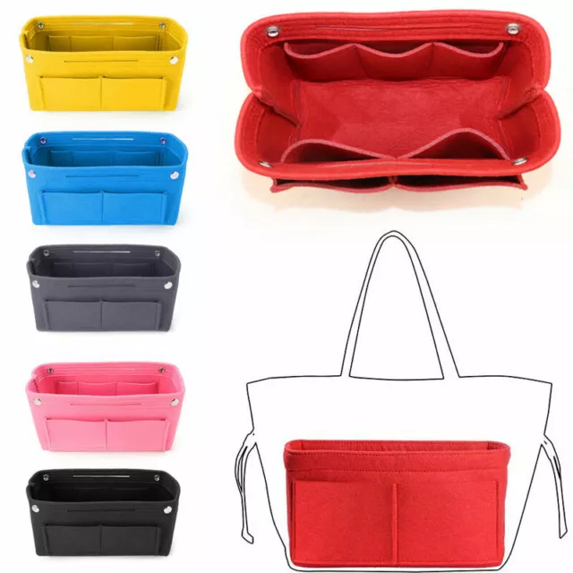 Women Organizer Handbag Felt Travel Bag Insert Liner Purse Organiser Pouches 3