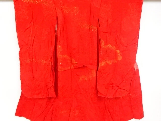 45727# Japanese Kimono / Antique Kimono For Girls / Woven Floral Raft