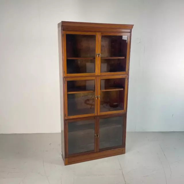 VINTAGE 1950s ESAVIAN GLAZED MAHOGANY MODULAR  BOOKCASE CABINET INDUSTRIAL#4130b