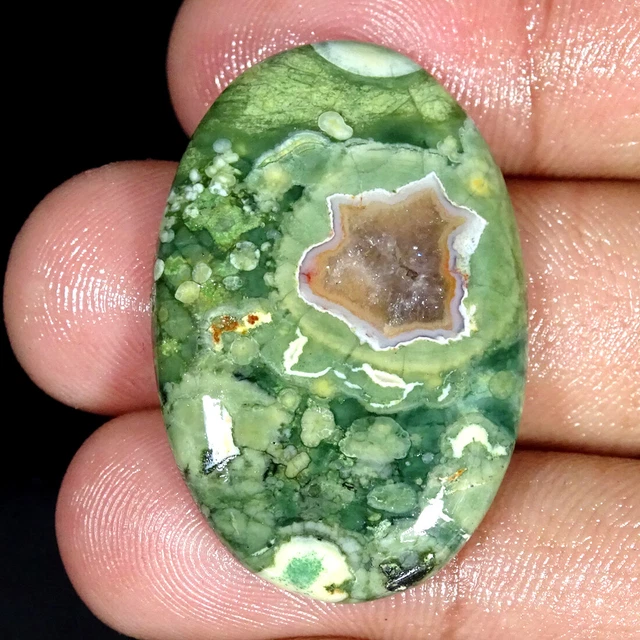 35.40Cts Natürlich Regenwald Jaspis Rhyolite Oval Cabochonschliff Lose Edelstein