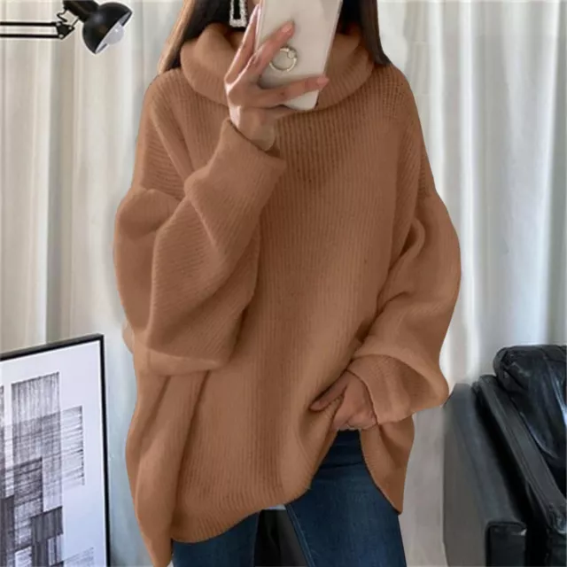 Mid-length Sweater Turtleneck Stretchy Women Autumn Winter Solid Color