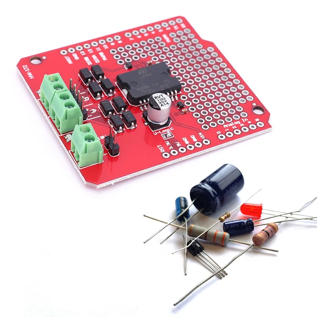 Motor Driver Shield Red Color L298P DUAL CURRENT Channel Motor Driver Shield AVR/LPC/STM32/MEGA for ...