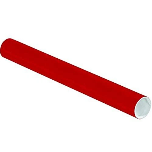 Tape Logic TLP2018R Mailing Tubes with Caps 2" x 18" Red Pack of 50