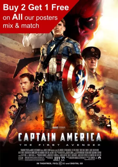 Captain America The First Avenger 2011 Movie Poster A5 A4 A3 A2 A1