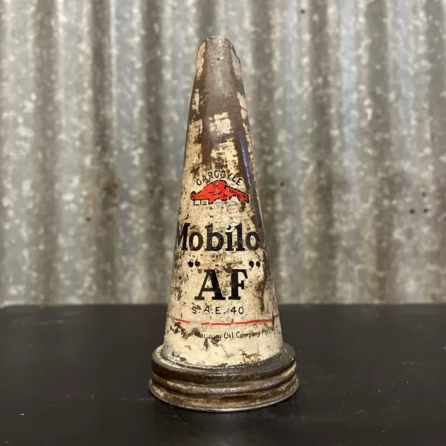 Mobiloil Gargoyle AF Genuine Vintage Tin Oil Bottle Top