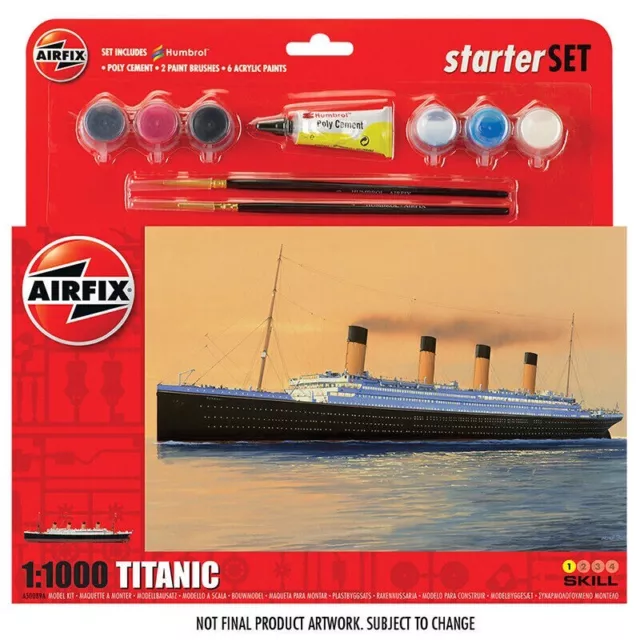 Set regalo Airfix 55314 piccolo RMS Titanic scala 1.1000 Inc vernice, colla e spazzole