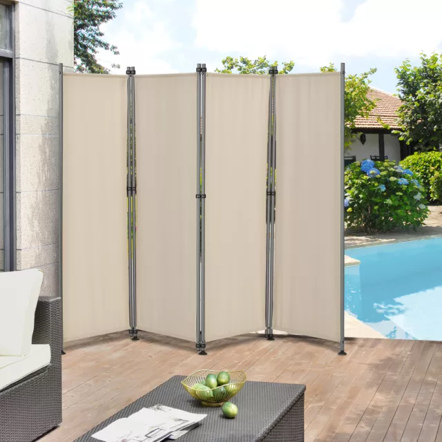 pro.tec® Pared divisoria Biombo 170x215cm Exterior Mampara Toldo Jardín Beige