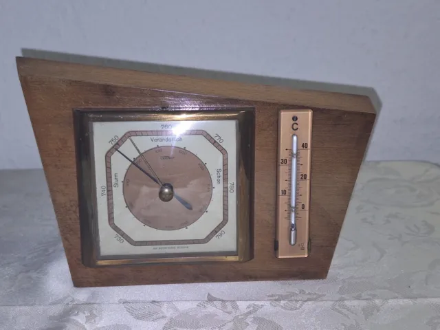 Fischer Barometer mit Thermometer auf Holz