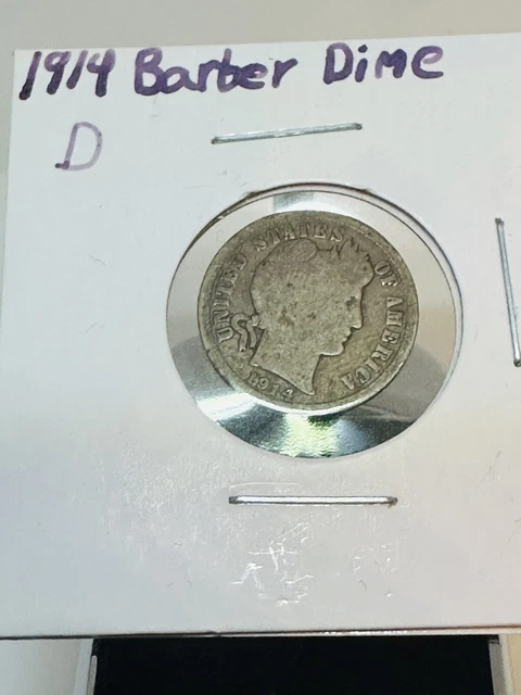 (1914) D Barber Dime Very Good 90% Silver 10c US Type Coin Collectible