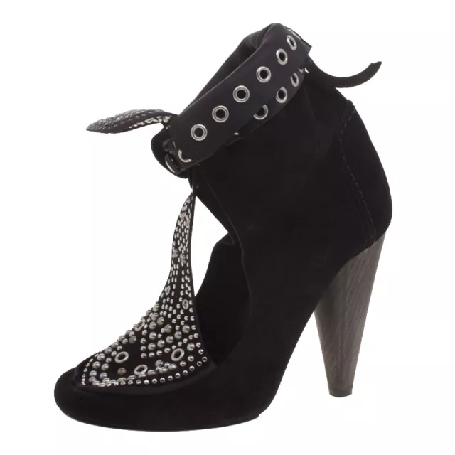 ISABEL MARANT BLACK Suede Mossa Studded Cutout Ankle Boots Size 39 $337 ...