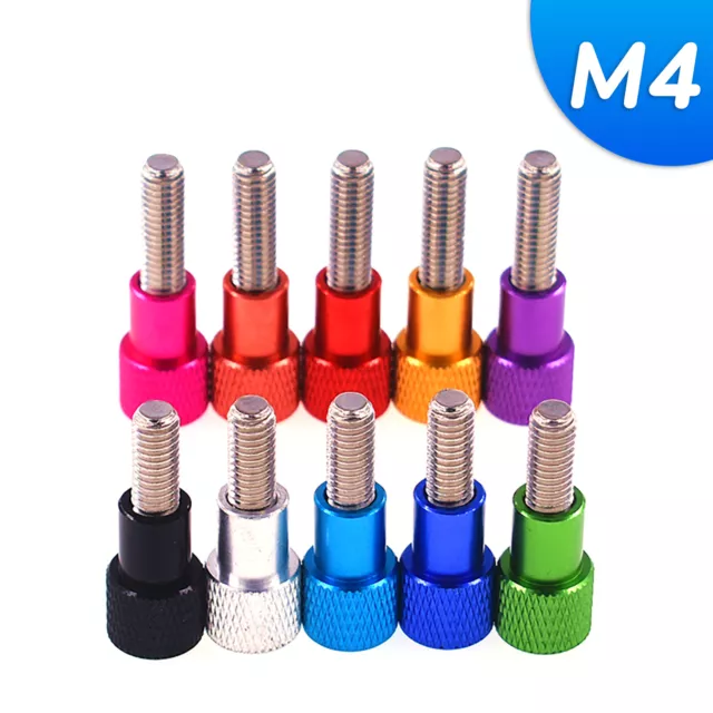 M4 / 4mm Knurled Thumb Screws Stainless Steel + Aluminum Hand Grip Knob Bolts