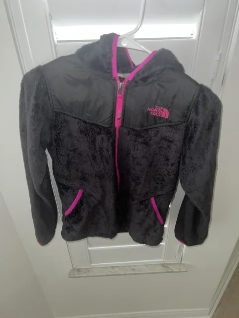 Girls youth The NORTH FACE Sz M 10 12 Fleece Hoodie Jacket Full Zip Black/pink