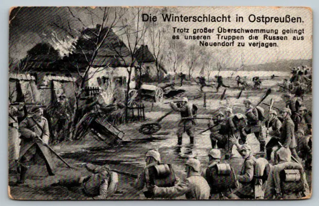 WW1  German Battle in East Prussia Against the Russians  Postcard