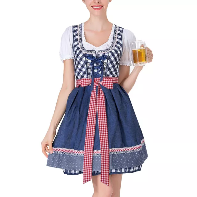 Women's German Dirndl Dress Bavarian Oktoberfest Beer Carnival Dresses Halloween