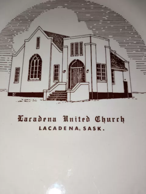 Dekorative seltene Kirchenplatte 9,5" Kanada Kunst 22k Gold Zierleiste Lacadena United Church 3
