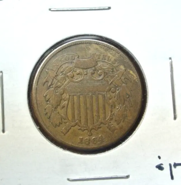 1864 Two Cent Piece VERY FINE Coin