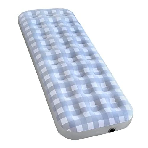 Materasso ad aria in PVC letto ad aria taglia singola, letto gonfiabile a quadretti floccato