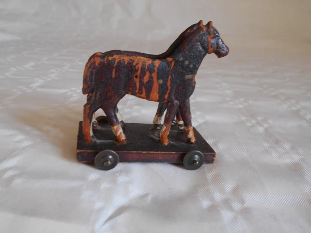 Vintage wooden horses on wheels 1920s
