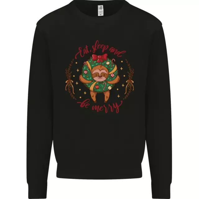 Sloth Eat Sleep & Be Merry Funny Christmas Mens Sweatshirt Jumper