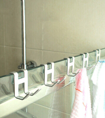 Shower Hook Aluminum Frameless Towel Rack Hole Free Holder Glass Door Hanger 2