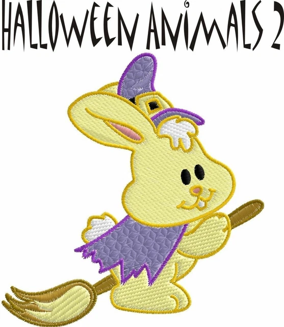 Halloween Animales 2 Máquinas Diseños de Bordado Set Mago Bruja León Momia