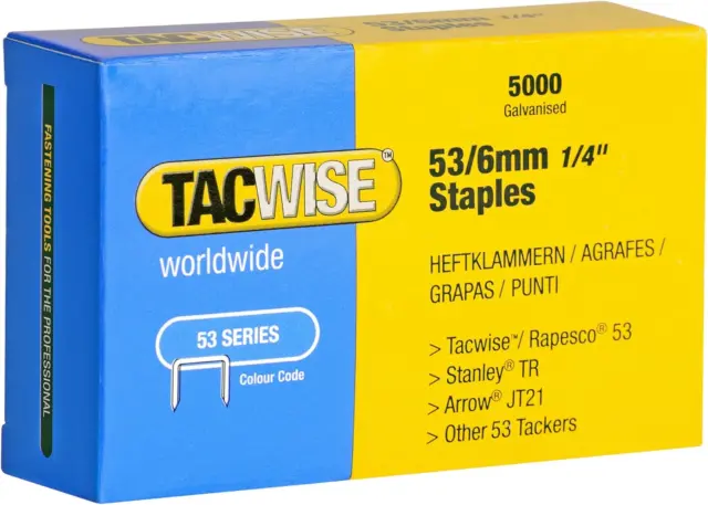 Tacwise 0331 Tipo 53/6 mm Carrelli zincati resistenti, confezione da 5.000
