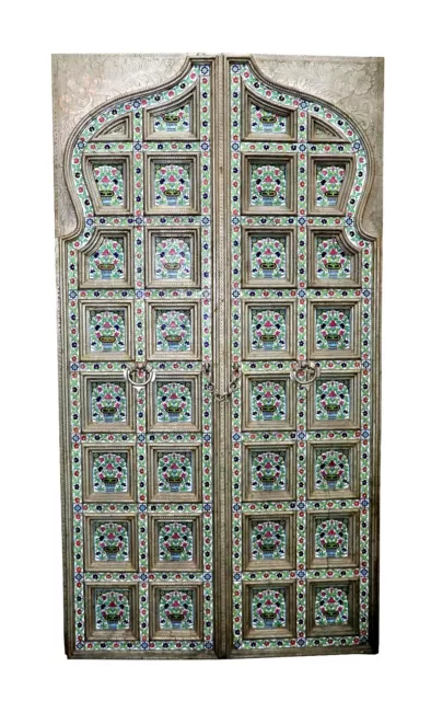 Antique Handcrafted Door Carved Door Enamel work Indian Architectural Early 18th