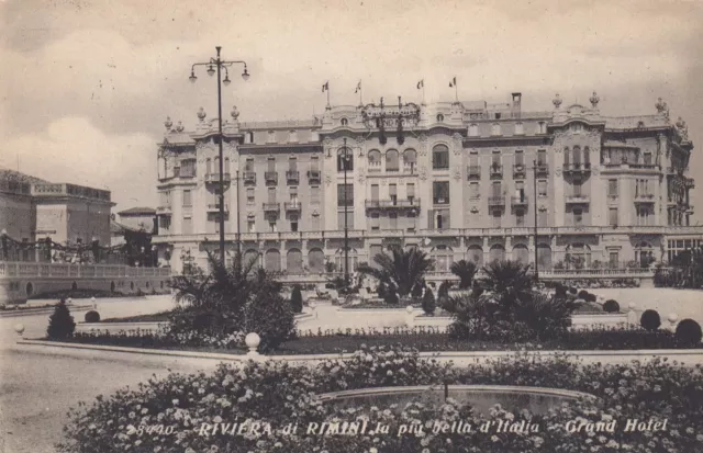 Cartolina +1 Rimini Emilia Romagna Riviera Di Rimini Grand Hotel Viaggiata 1935