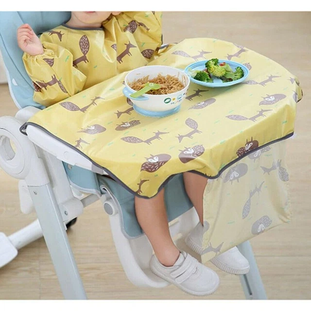 Baberos suaves para bebé limpios en silla alta manga larga bebé niño pequeño