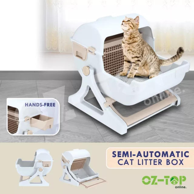 Petscene Cat Litter Box Cat Toilet Pet Semi Automatic Cat Furniture