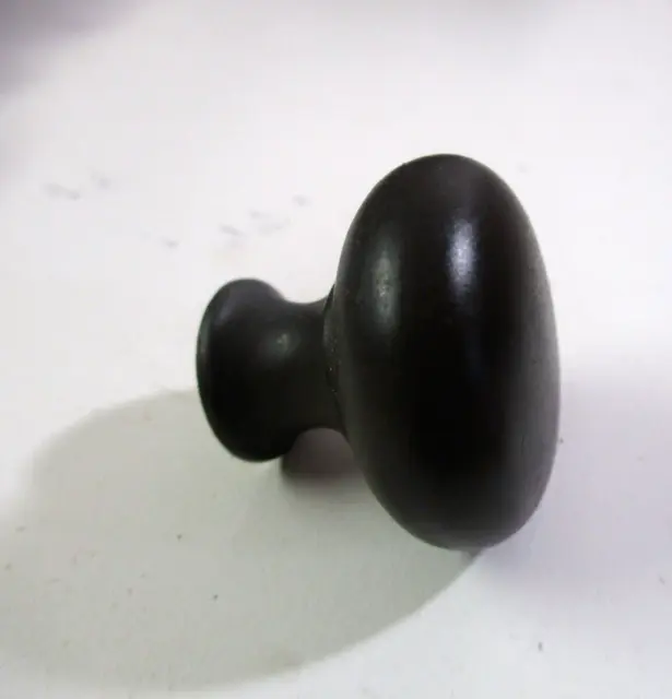 Solid Turned Satin Rubbed Bronze 1900s Pull Knob Cabinet Door Drawer 1 Antique