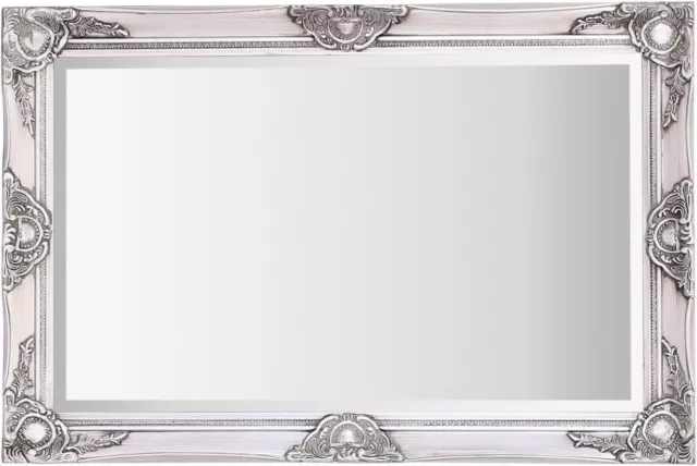 Select Mirrors Haywood Rectangle Wall Mirror (L90cm x H60cm, Antique Silver)