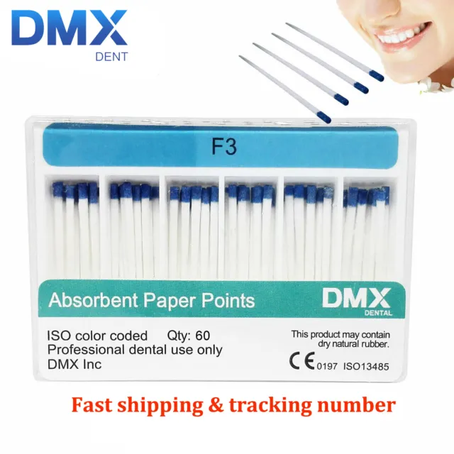 60Ps/PK DMXDENT Dental Endodontic Absorbent Paper Points F3 F/ Root Taper 06 #30