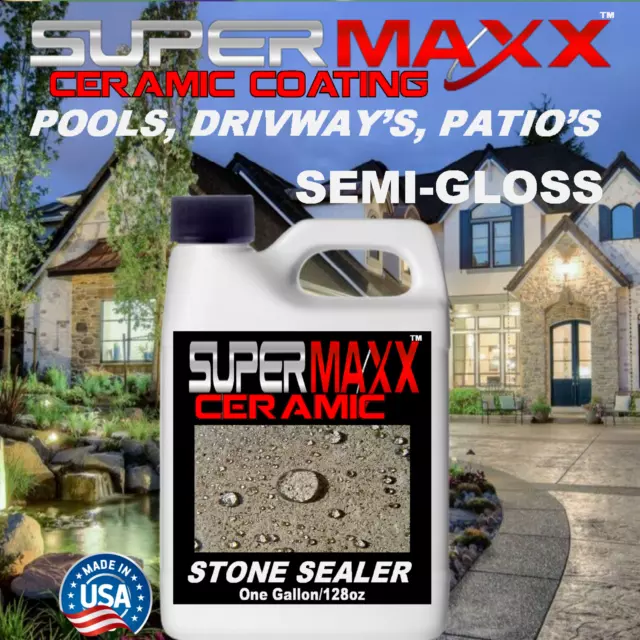 Ceramic Concrete Sealer, Stone, Pavers, Pools, Patios, Semi-Gloss Finish