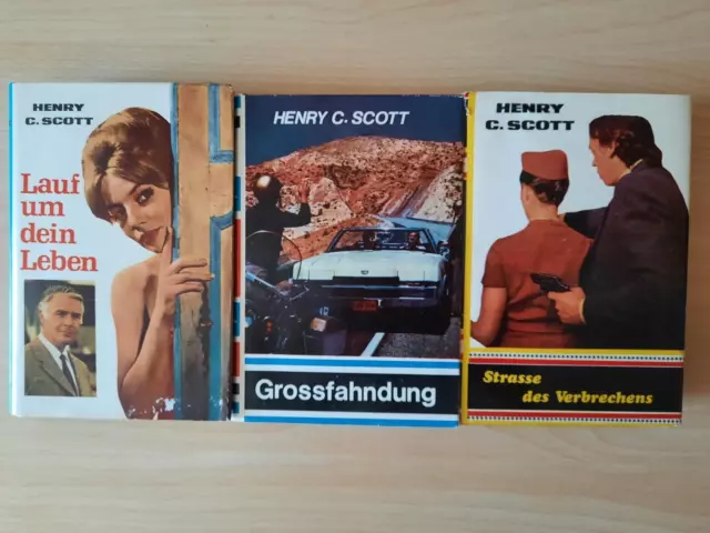 3x Leihbuch Krimi von Henry C.Scott (1950/60er) "Lauf um dein Leben"...etc