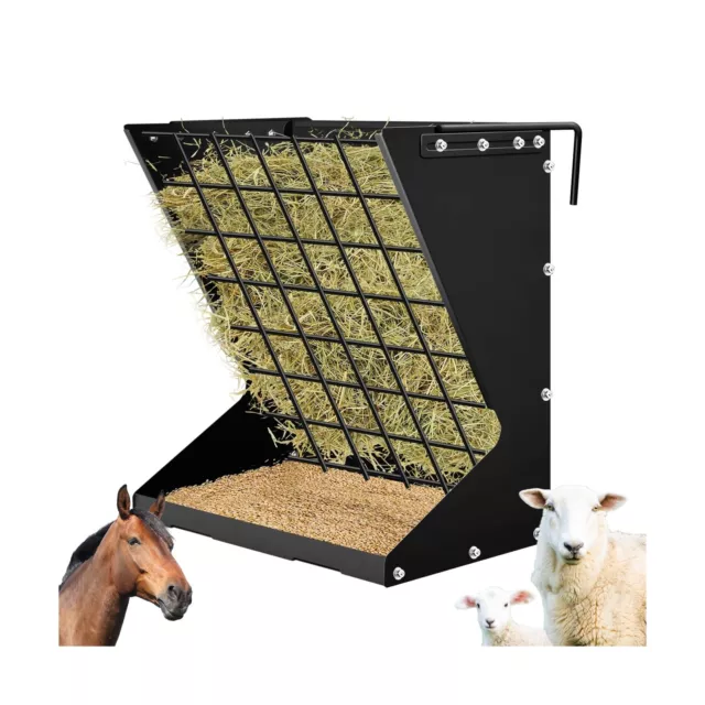 Hushee 2 in 1 Wall Mounted Heavy Duty Goat Horse Hay Feeder Rack Hanging Meta...