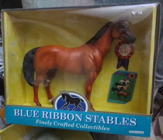 Blue Ribbon Stables Blue Box Quarter Horse Brown & Black New with card Ribbon