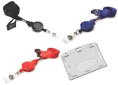 Retractable Neck Strap Lanyard with Reel & Security ID Pass Card Holder FREE P&P