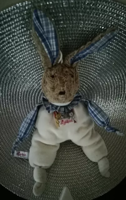 Sigikid Hase weiß blau kariert ca 30cm Kuscheltuch Schmusetuch Plüsch Stofftier