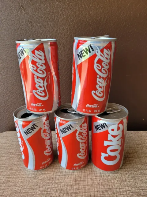 5 Vintage Coke Coca Cola VP Fair EMPTY cans