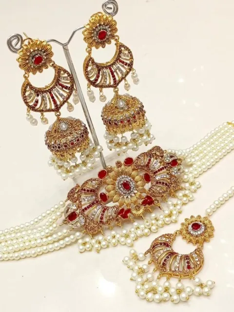 EMAAN CHOKER SET w Jhumka Earrings & Tikka Indian/Pakistani Bridal/Partywear (78