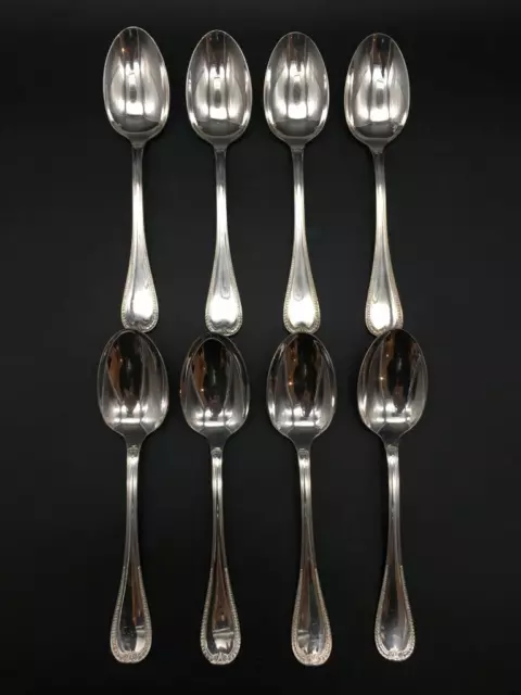 Christofle France Malmaison Oc Mark Silverplate Lot: 8 Soup/Dessert Spoons S444