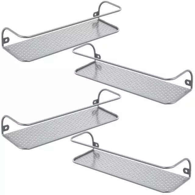 Wall Mount Metal Spice Racks for Kitchen Storage Silver- Set of 4