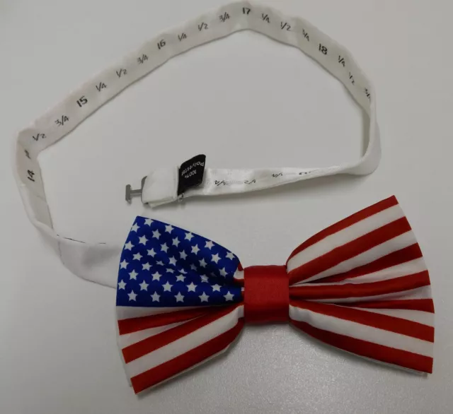 Men's New Dobell USA Stars & Stripes Red, White, Blue USA Flag Pre-Tied Bow Tie