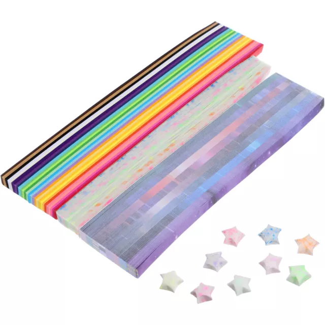 1290 Pcs Origami Strips For Stars DIY Paper Assorted and Stripes