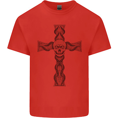 Un Gotico Teschio E TENTACOLI su una Croce da Uomo Cotone T-Shirt Tee Top 3